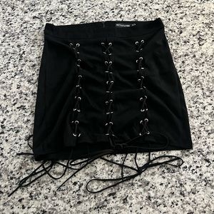 PrettyLittle Thing Black Velvet Skirt